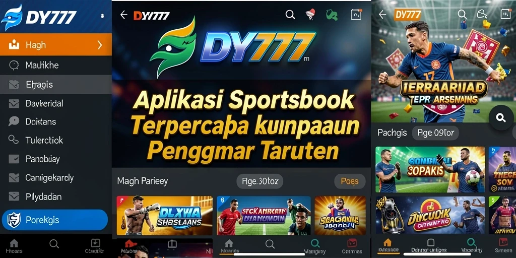 Tampilan dinamis aplikasi DY777 dengan fitur taruhan olahraga.