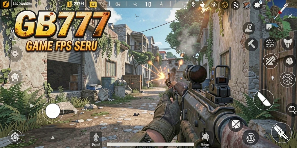 Screenshot utama GB777 menampilkan aksi gameplay FPS yang mendebarkan.