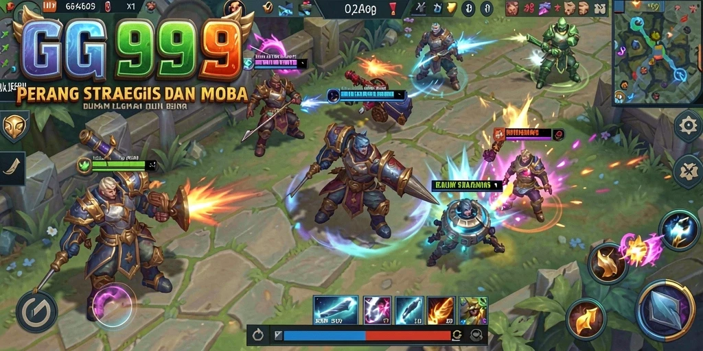 Screenshot dari pertandingan mendebarkan dalam GG999 MOBA.