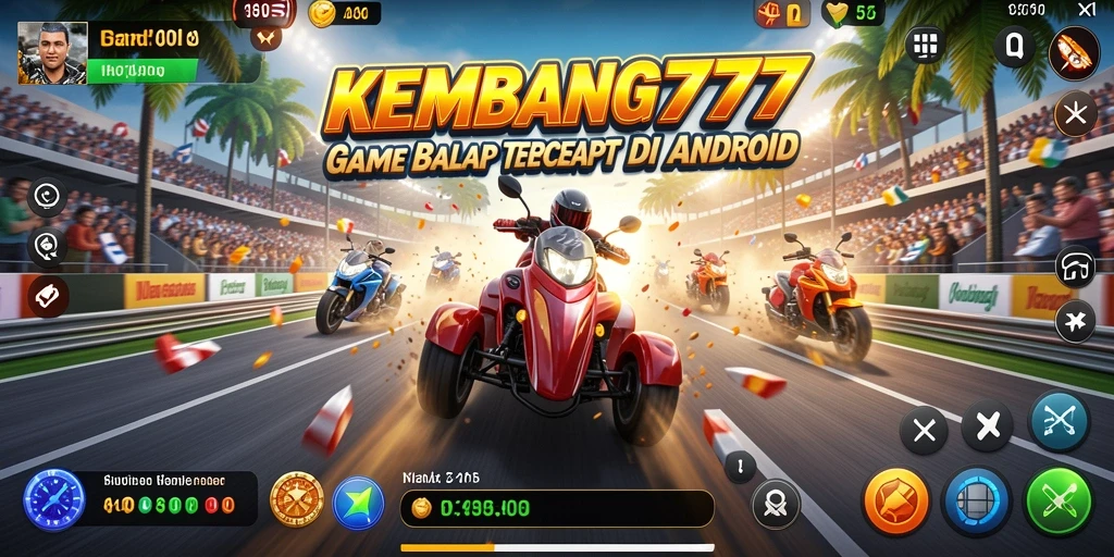 Screenshot gameplay KEMBANG777 menampilkan balapan seru di trek menantang.