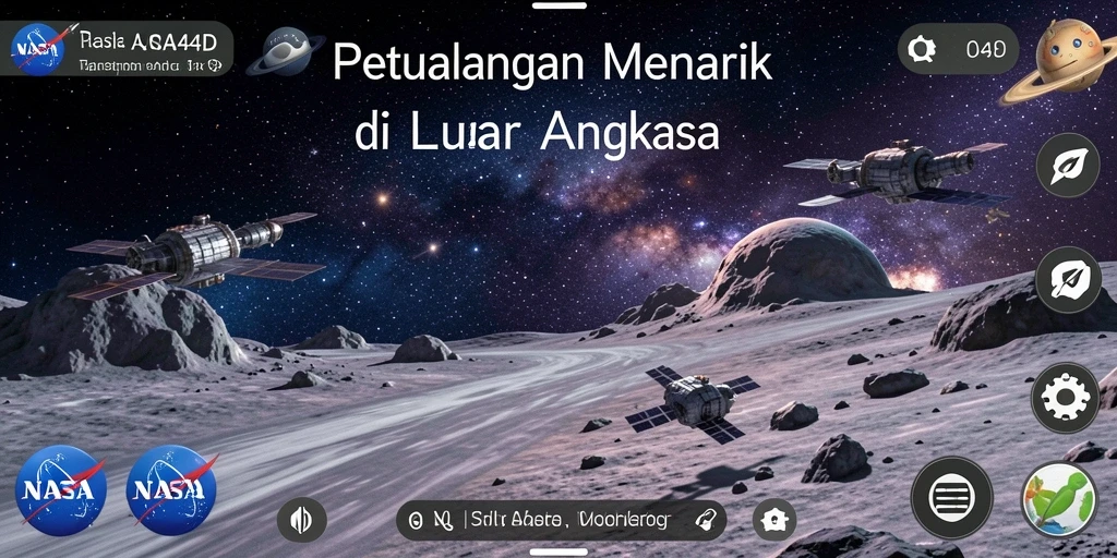 Screenshot gameplay NASA4D menunjukkan eksplorasi luar angkasa yang mendebarkan.