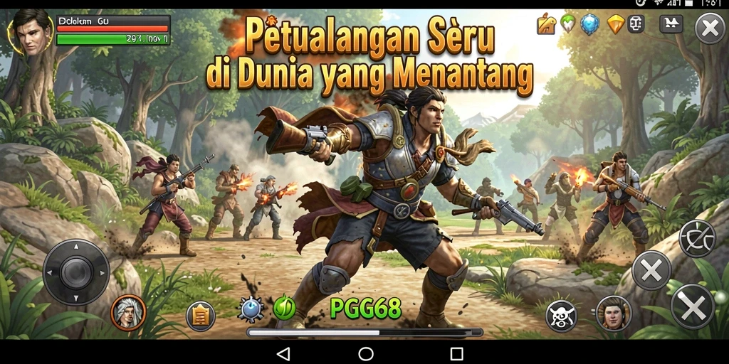 Tampilan gameplay seru PGG68 di dunia petualangan.