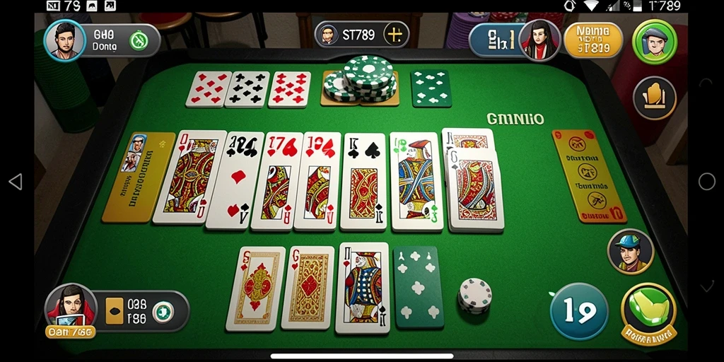 Tangkapan layar gameplay ST789 yang menunjukkan suasana permainan Domino.