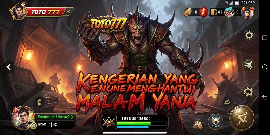 Screenshot TOTO777 menampilkan karakter yang ketakutan di ruangan gelap penuh hantu.