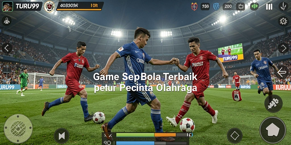 Screenshot utama TURU99 menampilkan aksi seru di lapangan sepak bola.